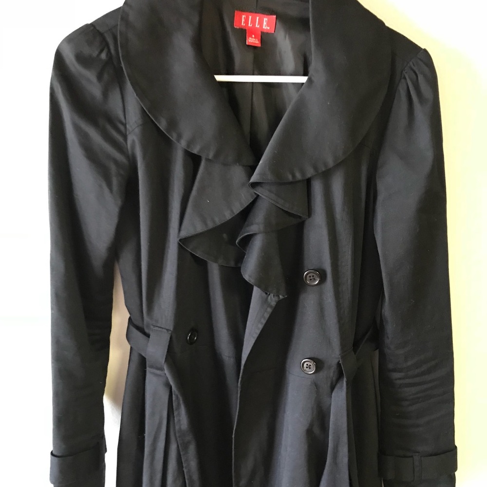 ELLE black ruffle trench
